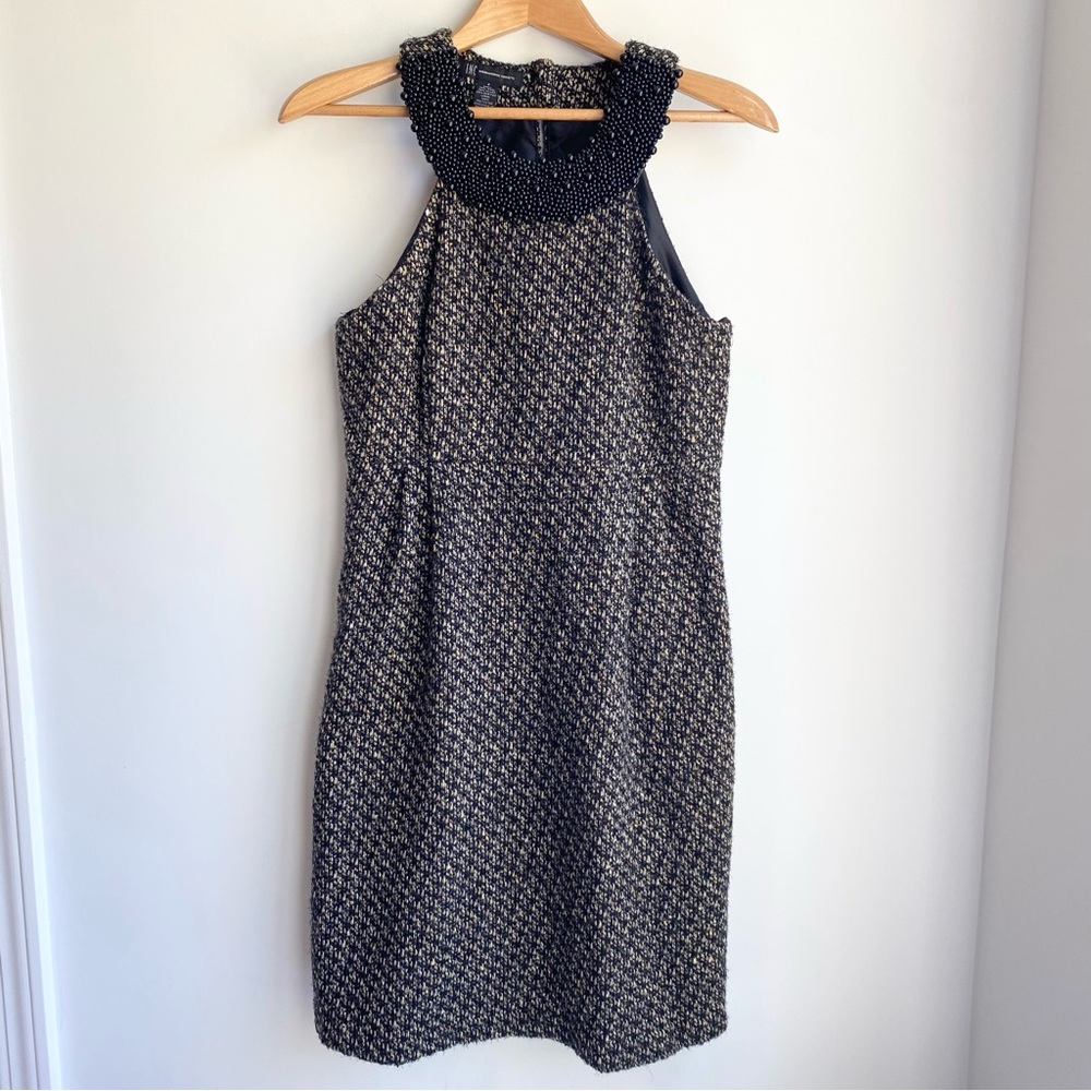 INC tweed beaded dress black brown size 4